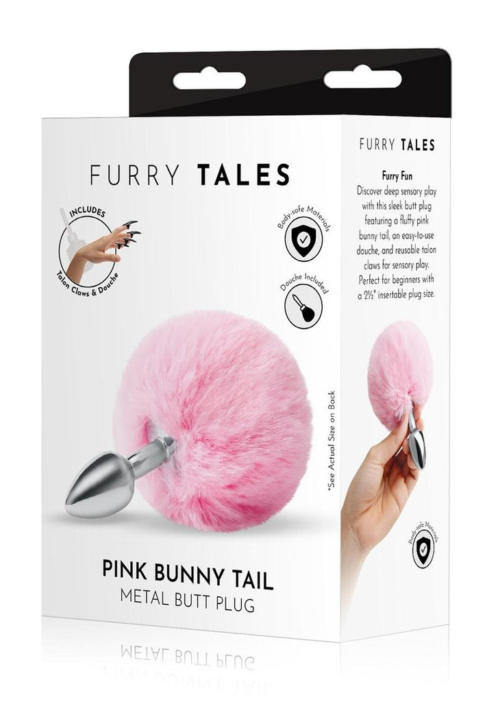 3 Fluffy Bunny Metal Plug W/ Pink Tail - Pink