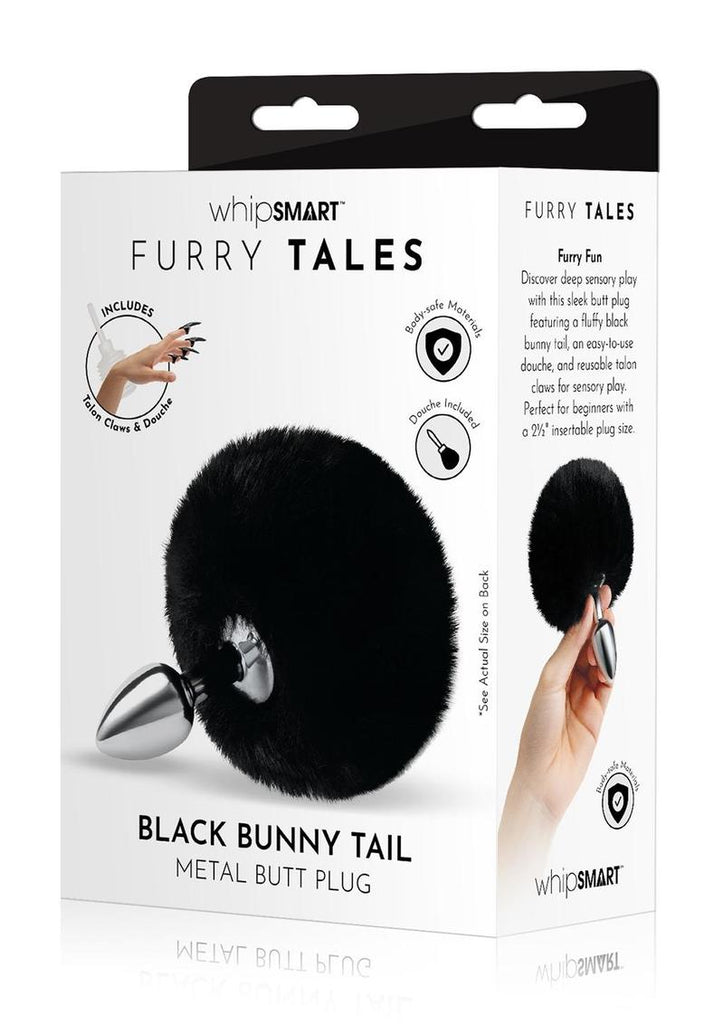3fluffy Bunny Metal Plug W/ Black Tail - Black