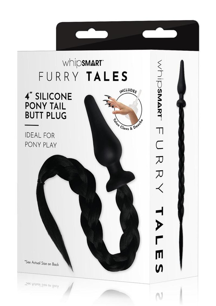 4.5 Silicone Plug W/ Black Pony Tail - Black