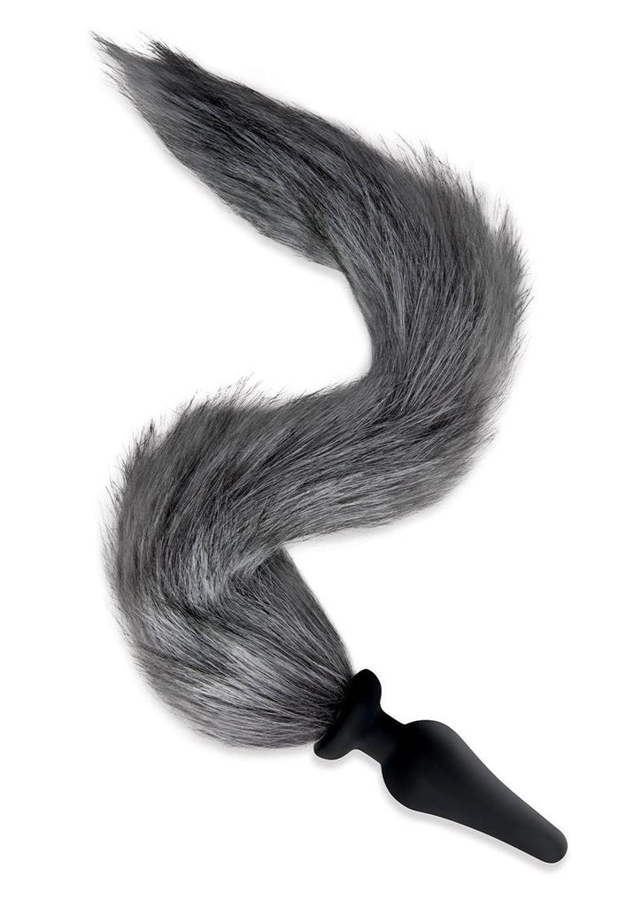 4.5 Silicone Plug W/Gry Indigo Fox Tail - Grey