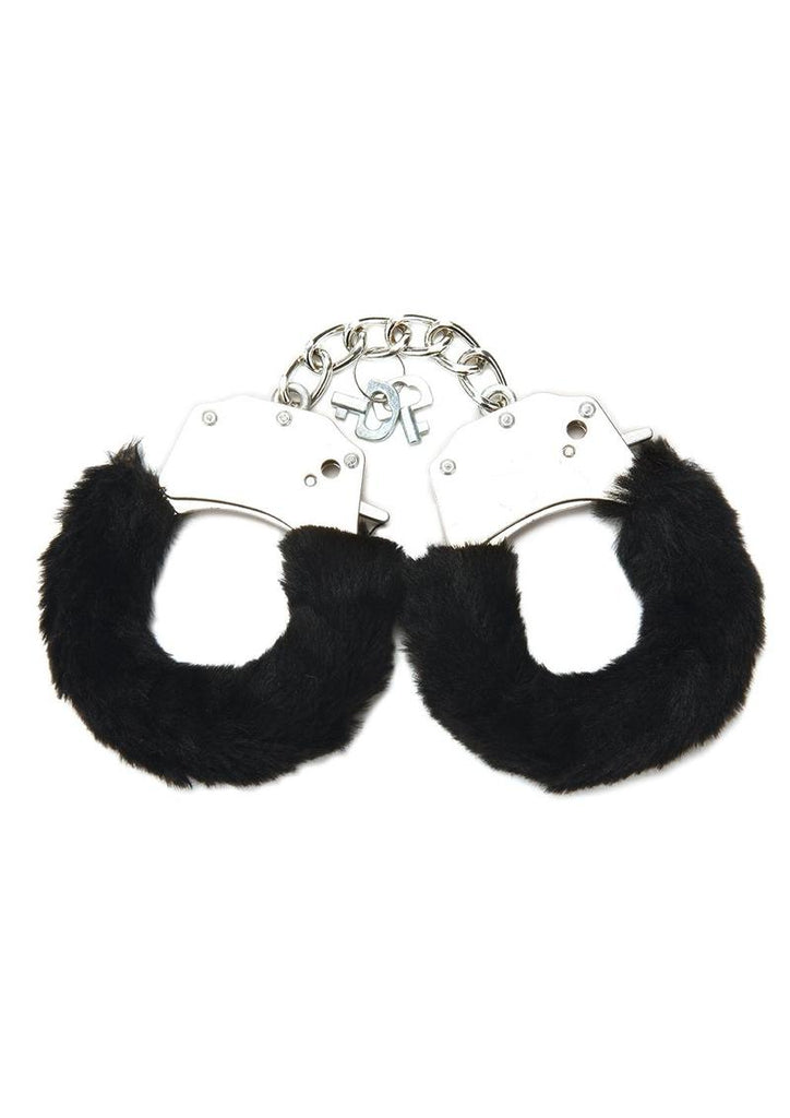 Furry Cuffs with Eye Mask - Black