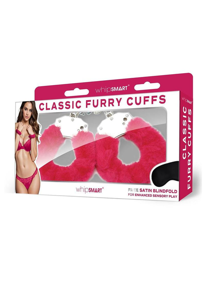 Furry Cuffs with Eye Mask - Hot Pink