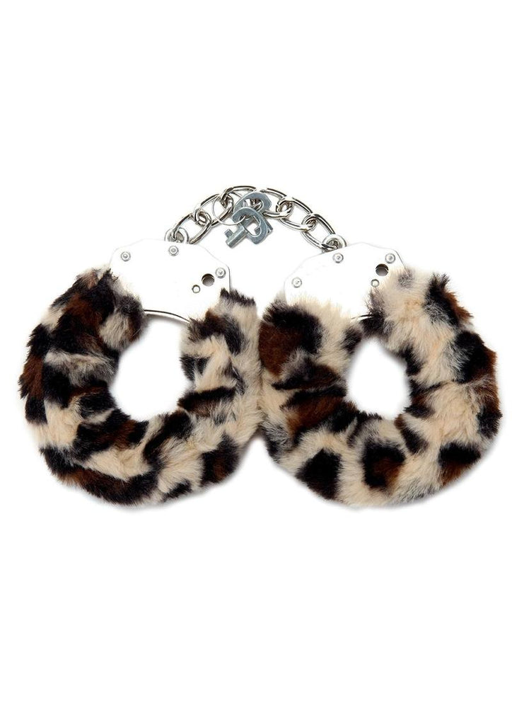 Furry Cuffs with Eye Mask - Leopard