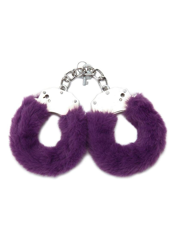 Furry Cuffs with Eye Mask - Purple