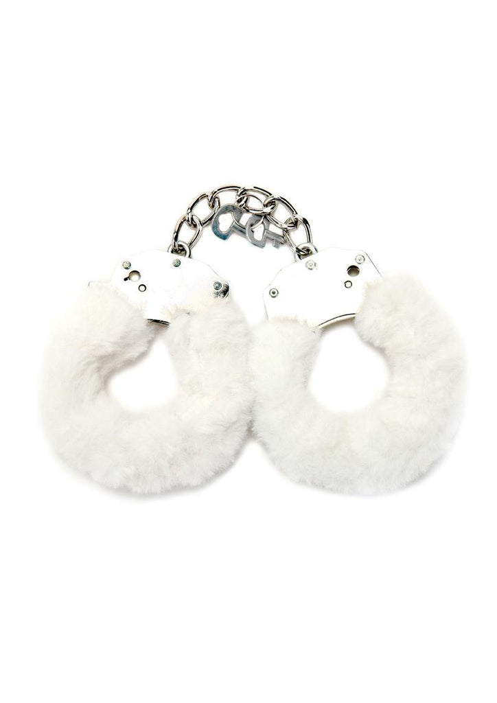 Furry Cuffs with Eye Mask - White