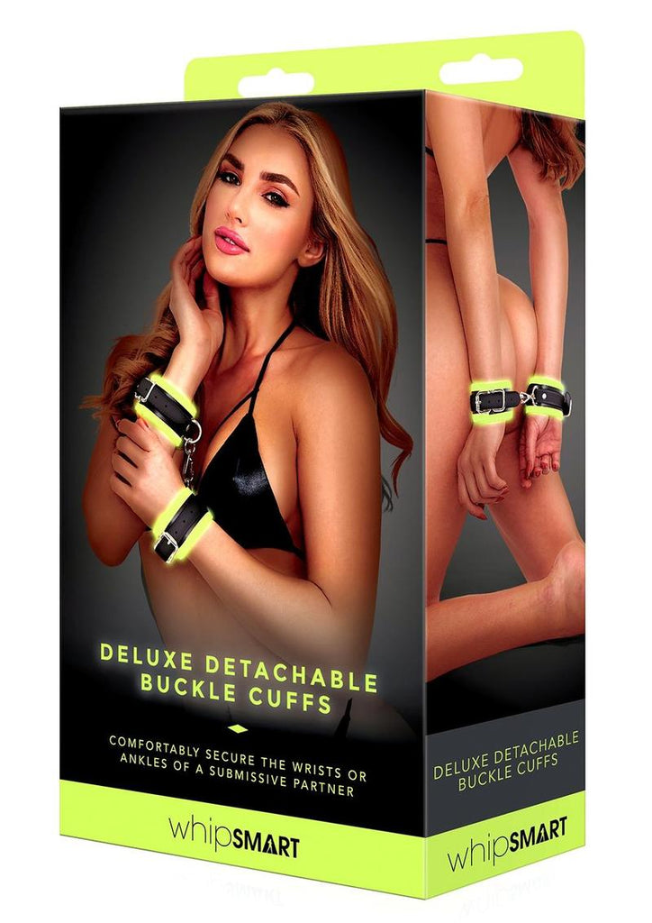 Glow In The Dark Deluxe Buckle Cuffs - Black/Glow In The Dark