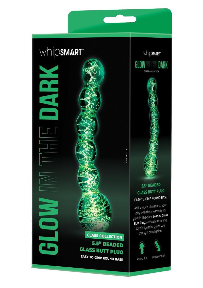 Glow In The Dark 5.5" Beaded Dual Ended Glass Butt Plug Whipsmart Glow In The Dark 5.5" Beaded Dual Ended Glass Butt Plug Whipsmart