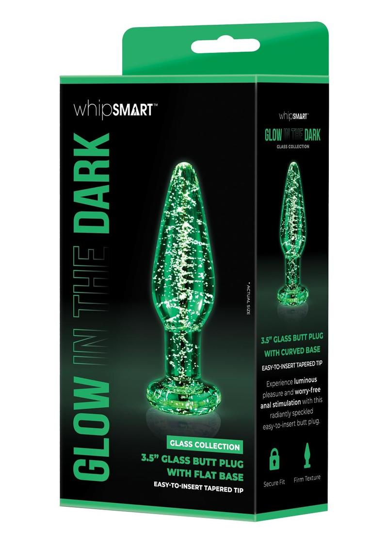 Glow In The Dark 3.5" Glass Butt Plug with Flat Base Whipsmart Glow In The Dark 3.5" Glass Butt Plug with Flat Base Whipsmart
